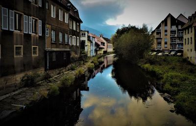 Reflection of houses in river