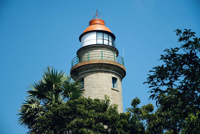 Low angle view of lighthouse against sky