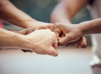 Cropped image of man massaging customer