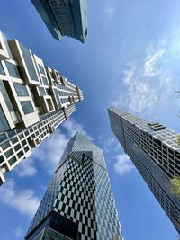Low angle view of skyscrapers against sky