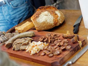 Close-up of meat on cutting board