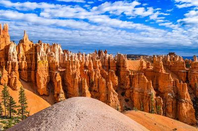 Panoramic view of rock formations against sky