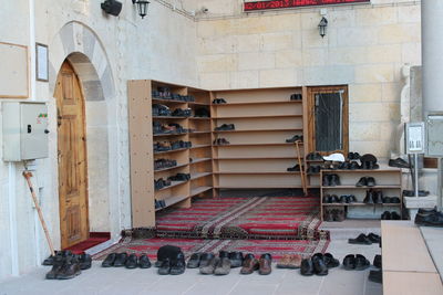 Pair of shoes outside mosque