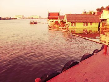 View of boats in river