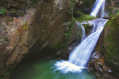 View of waterfall in forest