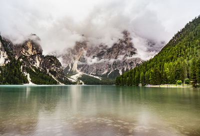 Scenic view of lake and mountains