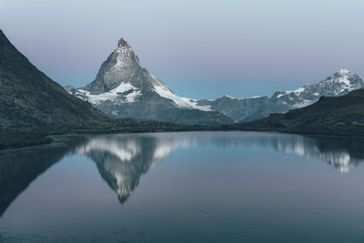 Scenic view of lake with mountains in background