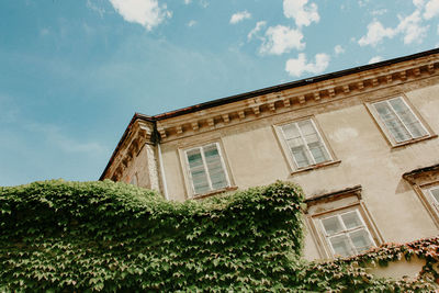 Low angle view of old building against sky