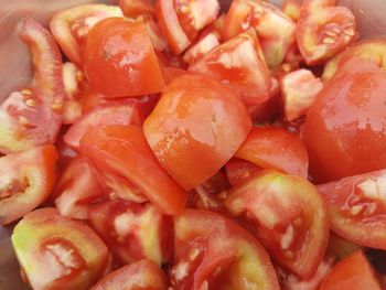 Full frame shot of chopped strawberries