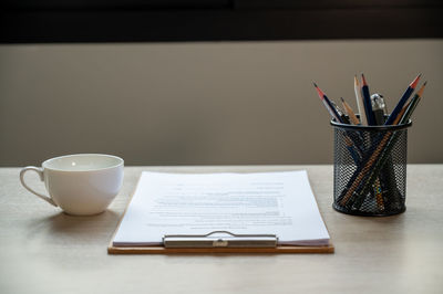 Close-up of pencil on table