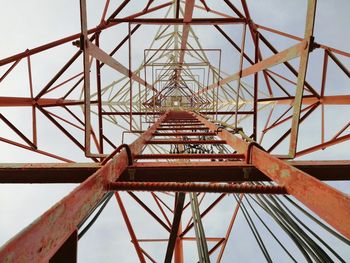 Directly below shot of electricity pylon