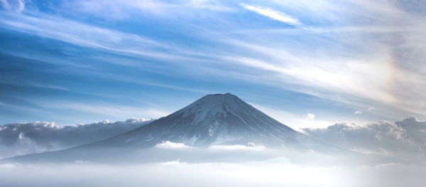 Scenic view of snowcapped mountain against sky