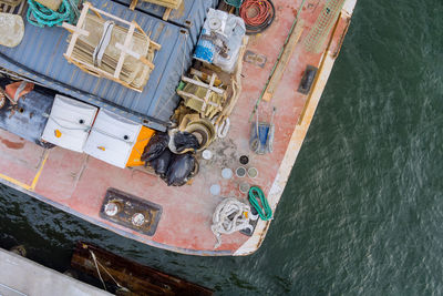 High angle view of ship in sea