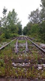 Railroad track on road