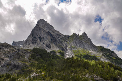 Low angle view of mountain against sky