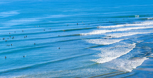 High angle view of people on beach