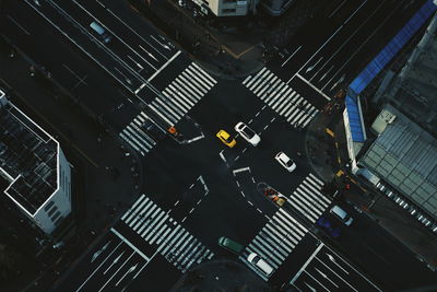 Aerial view of cars on city street