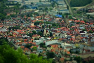 High angle view of cityscape in town
