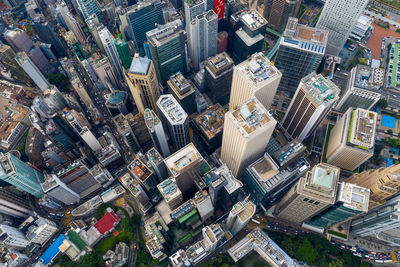 High angle view of city buildings