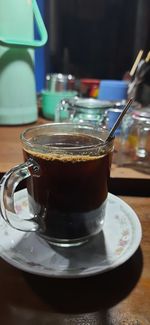 Close-up of coffee on table