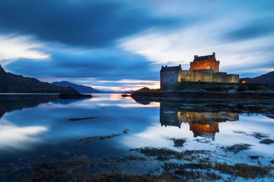 Reflection of building in sea