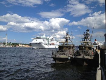 Ship moored at harbor