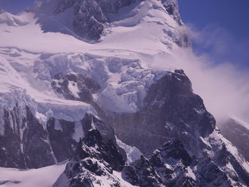 Scenic view of snowcapped mountains against sky. torres del paine mountains, chile 