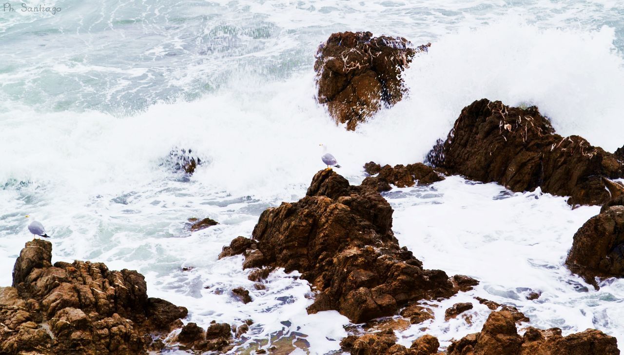 rock - object, water, rock formation, beauty in nature, scenics, nature, rock, sea, tranquility, tranquil scene, high angle view, cliff, motion, surf, idyllic, day, geology, non-urban scene, outdoors, rocky