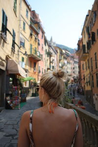 Woman walking in city