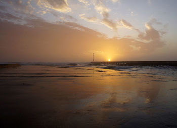 Scenic view of sea during sunset