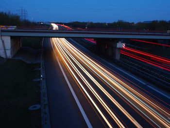 Light trails on road at night