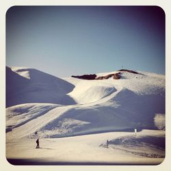 Scenic view of snow covered mountains