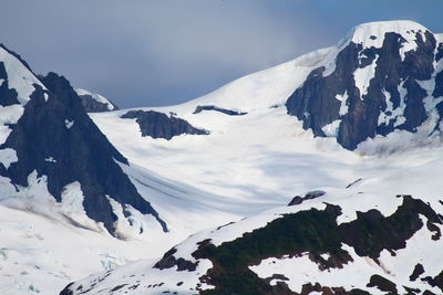 Scenic view of snow covered mountains