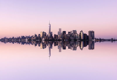 Reflection of buildings in water