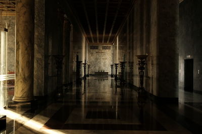 Interior of illuminated building