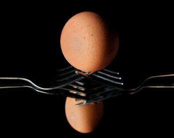 Close-up of egg against black background