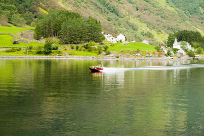 View of boat in lake