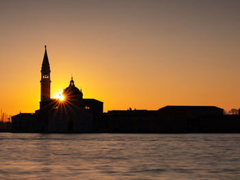 View of buildings against sky during sunset