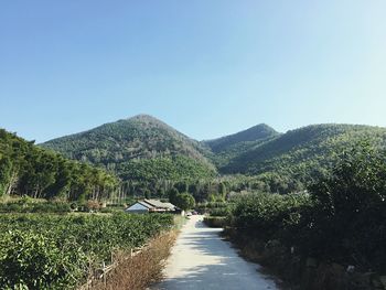 Scenic view of mountains against clear sky