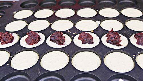 High angle view of food on table