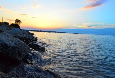 Scenic view of sea at sunset