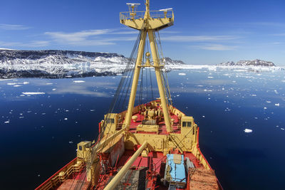 Scenic view of sea against sky and ice