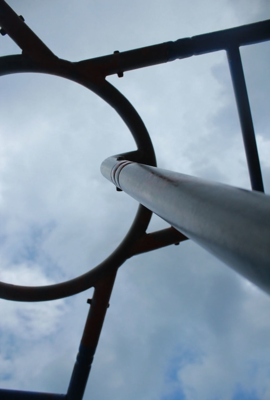 LOW ANGLE VIEW OF BARBED WIRE FENCE AGAINST SKY