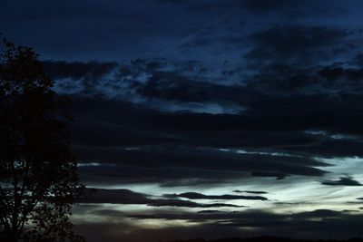 Low angle view of storm clouds at night