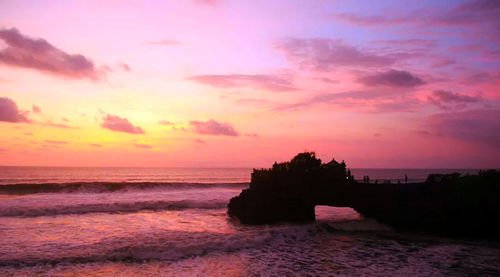 Scenic view of sea at sunset