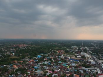 High angle view of townscape against sky