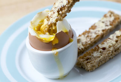 Close-up of breakfast in plate