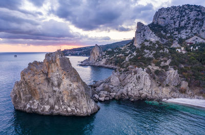 Scenic view of sea against sky during sunset