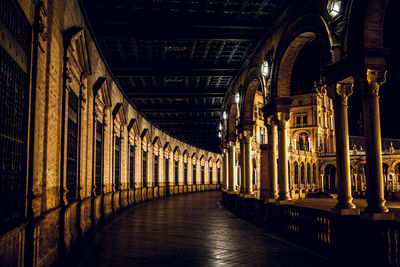 Illuminated corridor of building