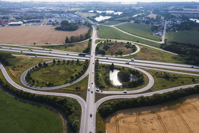 High angle view of road junction
